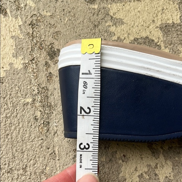 Like new Cole Haan Blue and Cream Platform Sandals - Picture 12 of 13